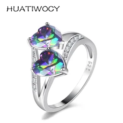 New Heart Rings 925 Silver Jewelry with Zircon Gemstone Finger Ring Accessories for Women Wedding Party Promise Gifts Wholesale
