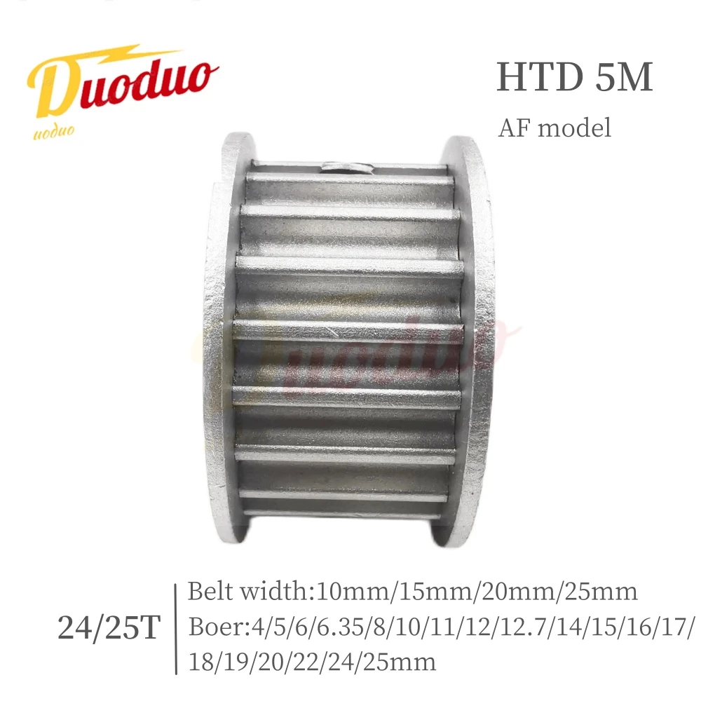 HTD 5M AF Type 24/25 Tooth Timing Belt Pulley Synchronous Wheel Aperture 4~25mm Suitable For Belt Width 10/15/20/25mm HTD5M Belt