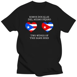 Knitted Puerto Rico And Cuba Heart, Two Wings Of The Same T-Shirt Humorous Comics T Shirts Round Collar Clothing Plus Size S-5xl