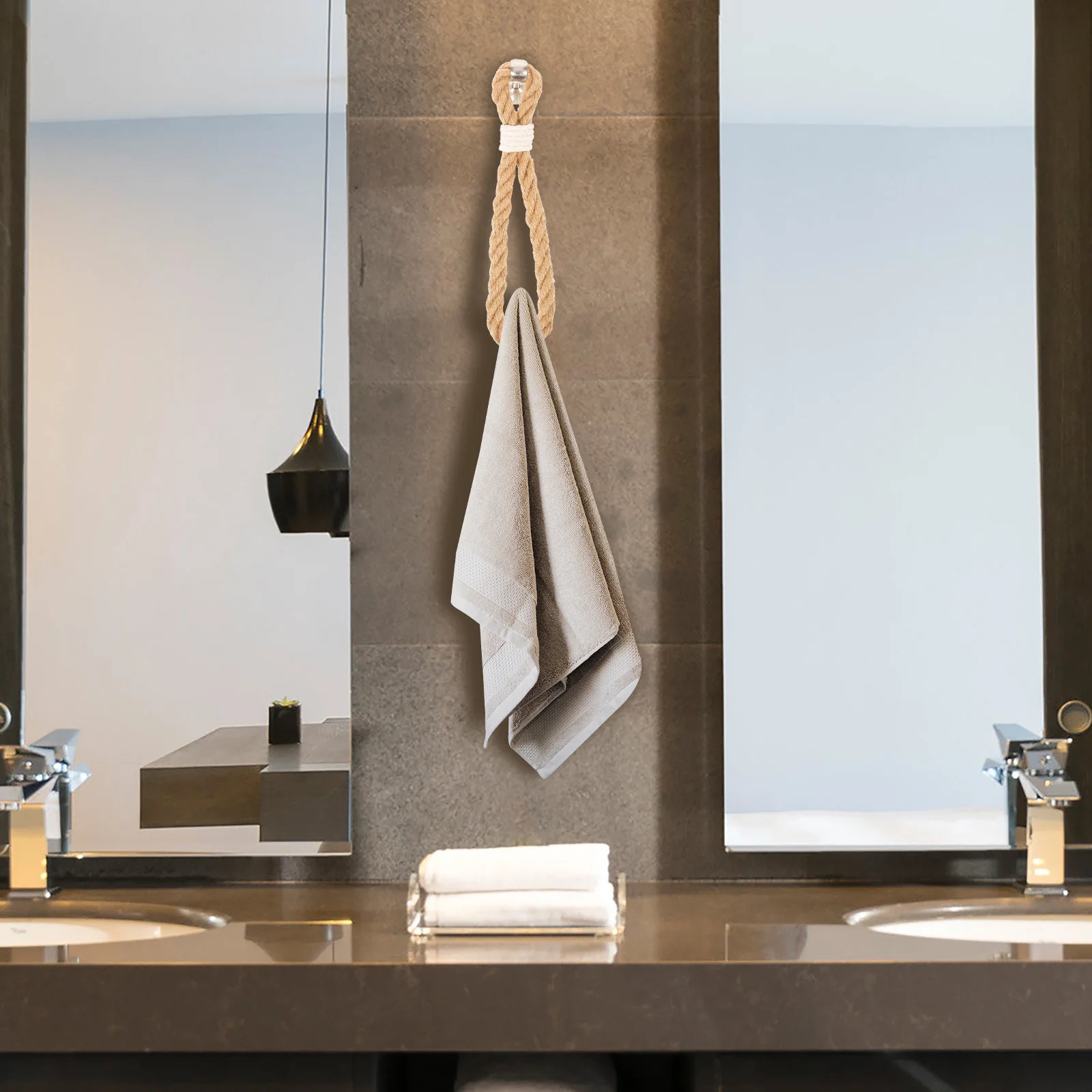 

Handmade Jute Rope Towel Holder Durable Cotton Rust Resistant Bathroom Decor Circular Design Multi Purpose Rack