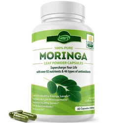 Moringa Oleifera 1000mg Per Serving Made with Organic Moringa Leaf Powder, Superfood Antioxidant & Immune Support 60 Capsules
