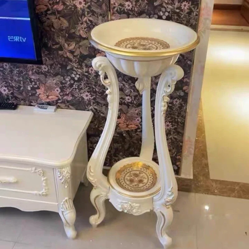 Luxury Classic European Flower Stand, Ornate Trimmed Plant Shelf,Balcony Planter Rack, Vintage Style Multi-Level Display Holder