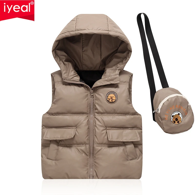 

IYEAL 2025 New Winter Girls Kids Boys Solid Color Thick Vest Autumn Winter Children Vests Warm Waistcoats