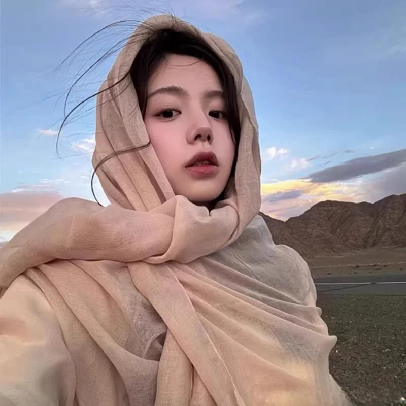 

Desert Style Cotton Linen Headscarf Travel Scarf Foreign Atmosphere Northwest Sichuan Waste Land Wind Shawl Women's Accessory