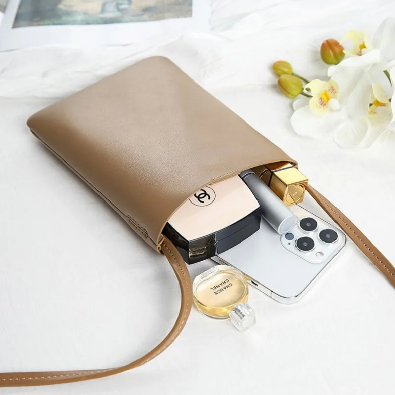 Genuine Leather Women Shoulder Crossbody Bags Small Handbag Ladies CellPhone Bag Simple Style Messenger Bag Phone Pouch