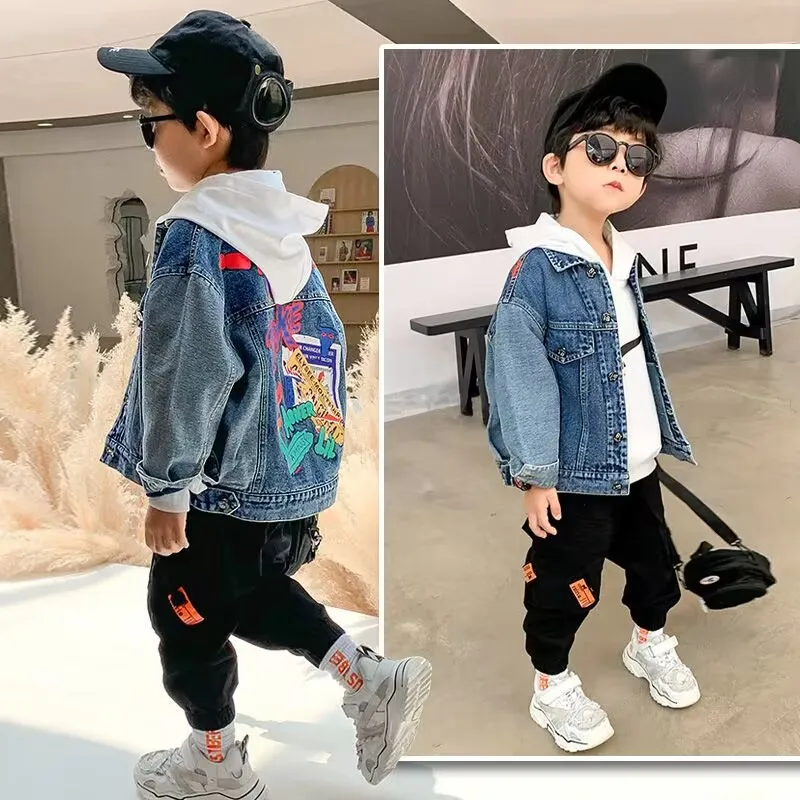 Spring Autumn Kids Coats  Denim Jackets for Boys Baby Fashion Child Kids Outwear Jackets Jean 4 5 6 7 8 9 Year