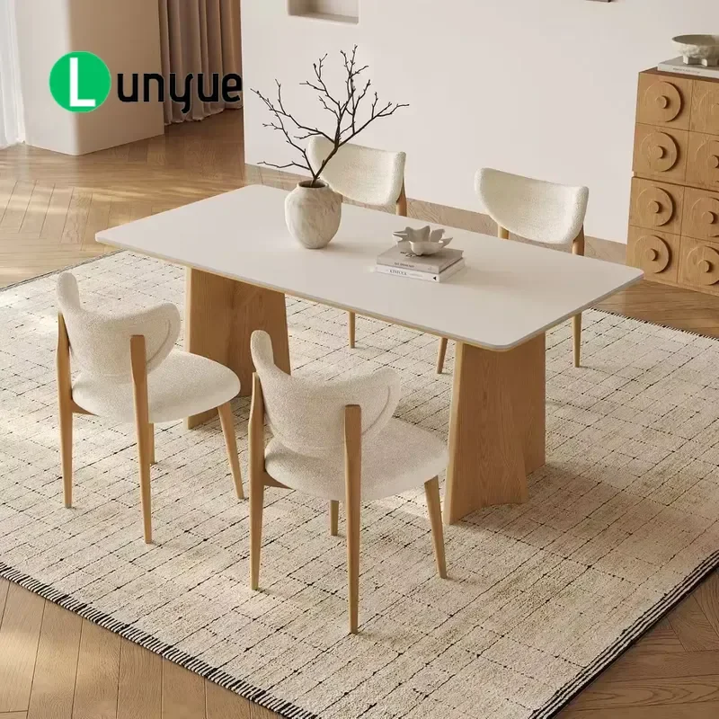 European Modern Minimalist Black Natural Solid Wood Rectangle Dining Table Handmade Eco-Friendly Waterproof Durable Furniture