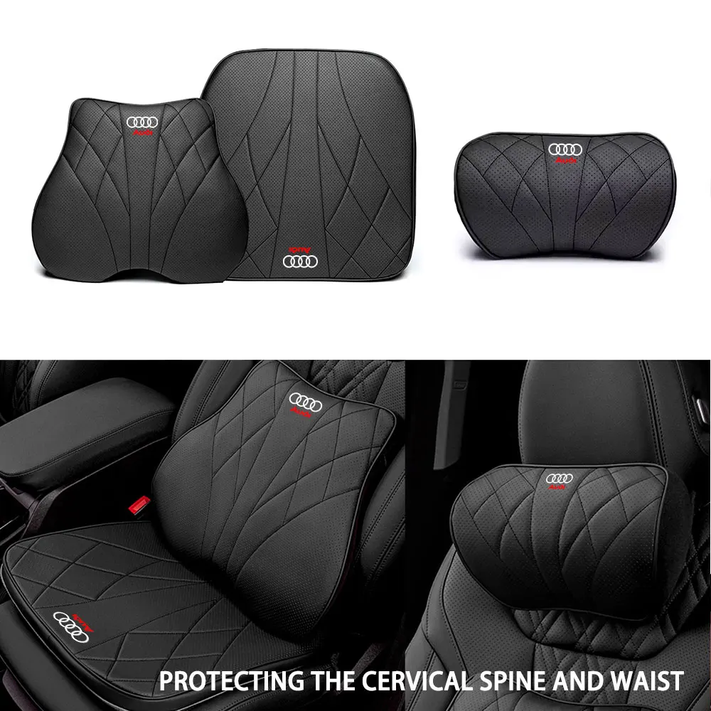 Car Memory Foam Neck Pillow Waist Cushion Driver Seat Lumbar Support Pads For Audi S Line S3 S4 S7 A5 A3 A4 RS A6 A7 Q5 Q7 A8 Q3