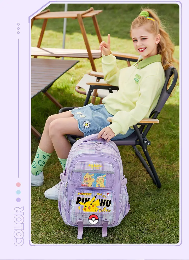 Pokémon Pikachu School Bag Large Capacity Backpack for Boys Elementary School Students Anime backpack for grades 1 to 6