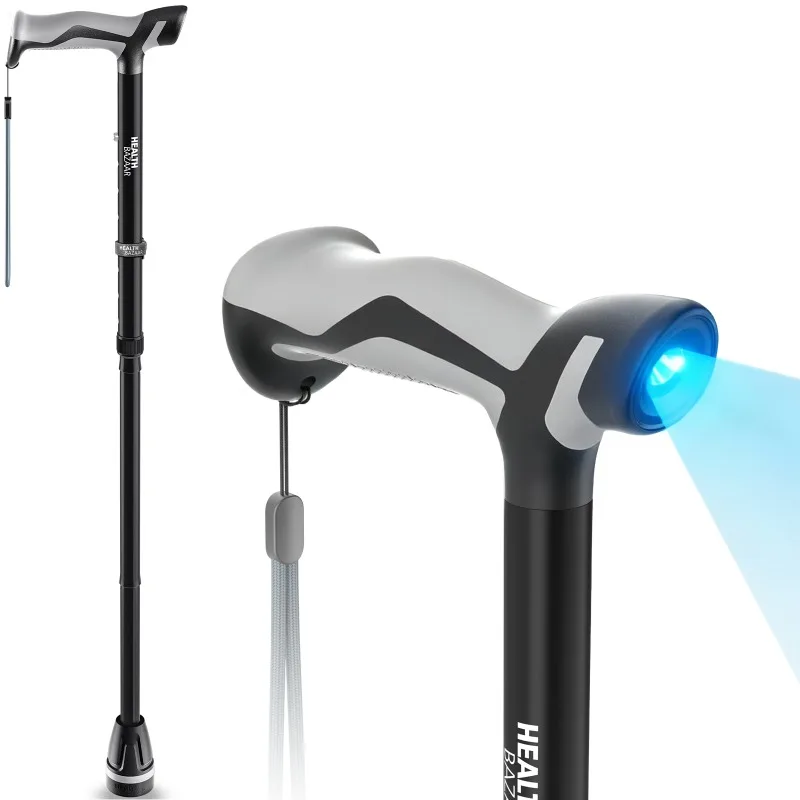 Hot-selling new industrial lightweight and durable adjustable aluminum alloy cane flashlight ergonomic non-slip