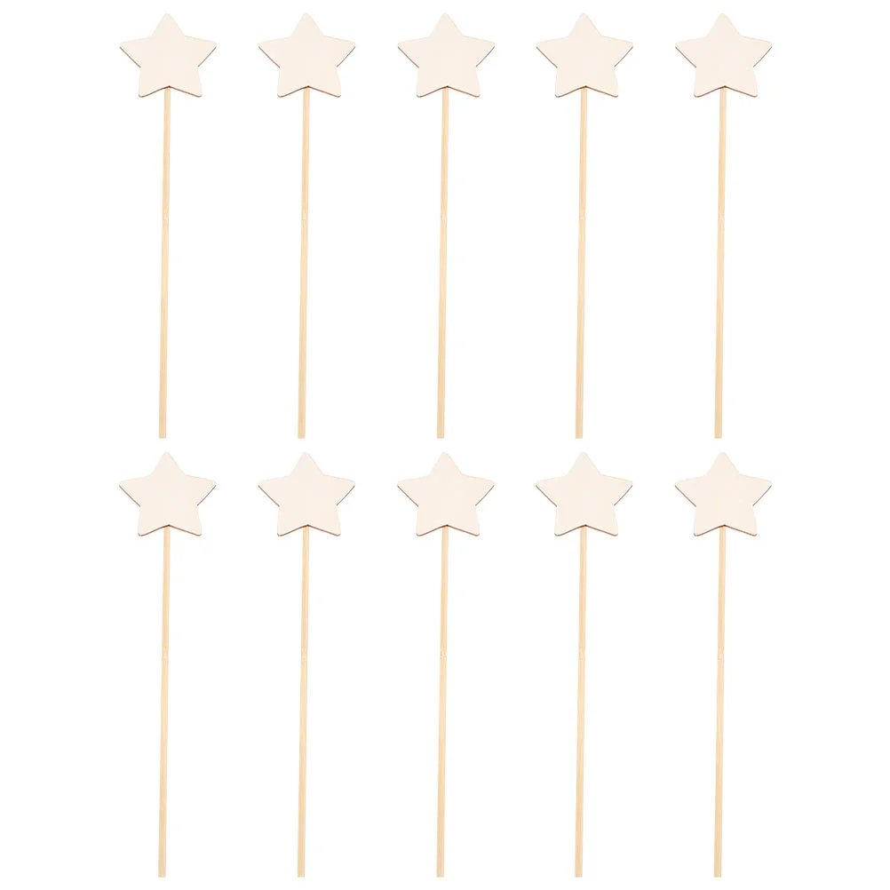 10 Pcs Star Fairy Graffiti Girls Toys Star-shaped Sticks Decorative Pinata Children Plaything Wood