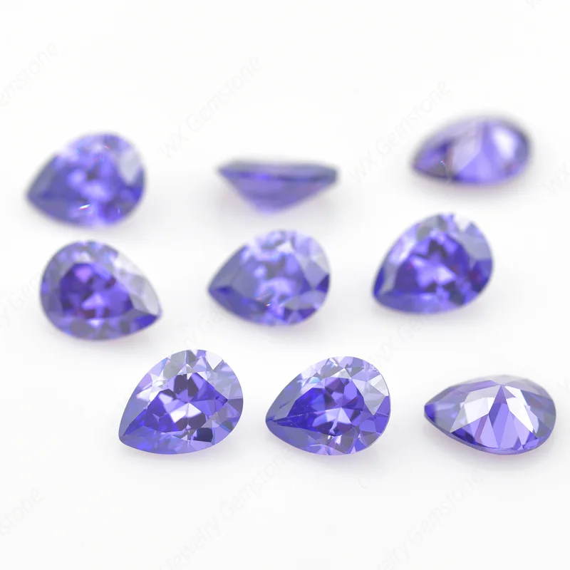 Pear Cut 5A Violet 2x3~18x25mm Synthetic Gems CZ Stone  Loose Cubic Zirconia  For Jewelry Gemstone Wholesale High Quality