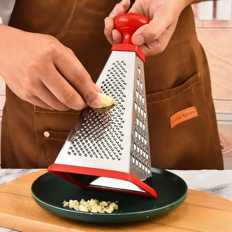 Stainless Steel Cone Shaped Four-Sided Cheese Grater Multifunctional Kitchen Tool for Home Use Cheese Ginger Shredder