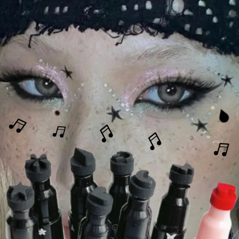 Delineador de ojos con sello, resistente al agua y al sudor, delineador de ojos de larga duración, adecuado para maquillaje de festivales de música
