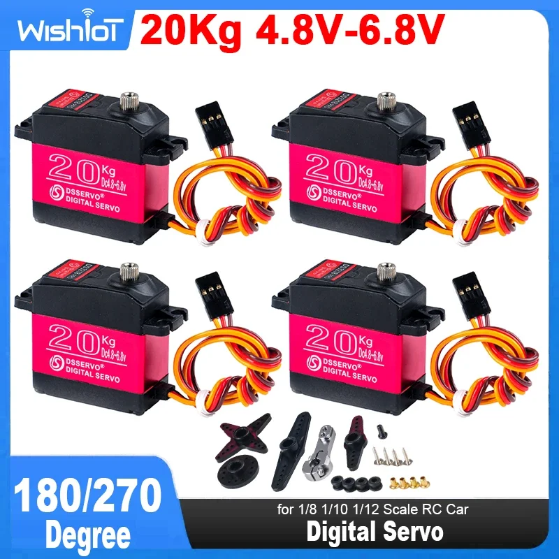 

4PCS Digital Servo 20KG DS3218 Pro Baja Servo Large Torque High Speed 0.09S Metal Gear RC Servo For 1/8 1/10 1/12 Scale RC Cars