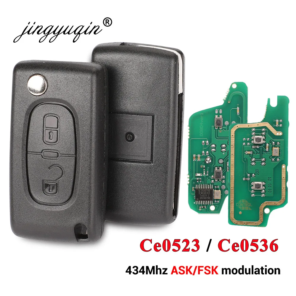 Jingyuqin 434Mhz zapytaj FSK 2 przycisk pilota do klucz składany Citroen C2 C3 C4 C5 C6 C8 Xsara Picasso CE0523 Ce0536 VA2/HCA ostrze