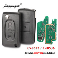 jingyuqin 434Mhz ASK FSK 2 Button Remote Flip Key Fob For Citroen C2 C3 C4 C5 C6 C8 Xsara Picasso CE0523 Ce0536 VA2/HCA Blade