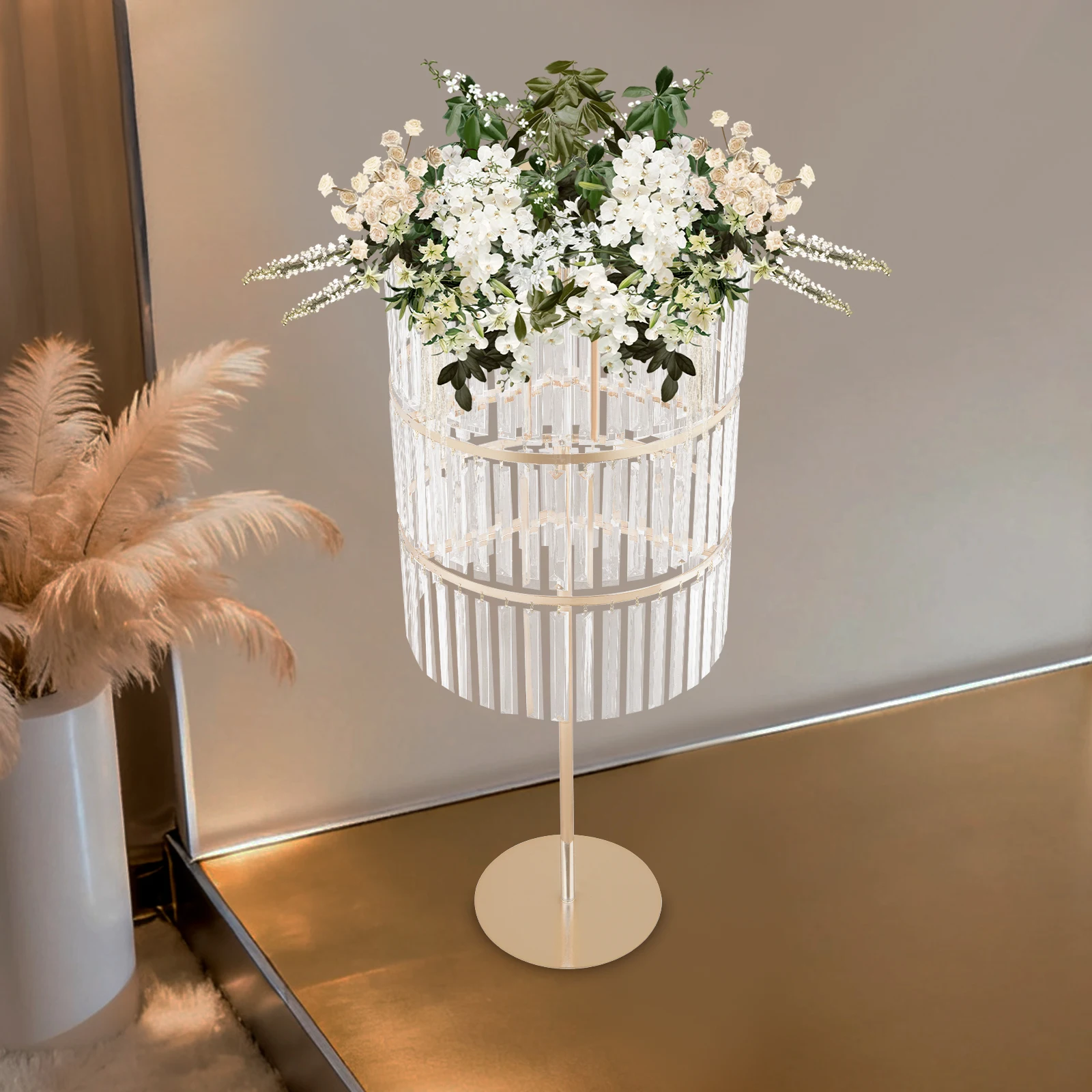 

Золотой утюг 40*95 см трехслойная ледяная занавеска с цветами подвесная хрустальная романтическая многослойная свадебная витрина