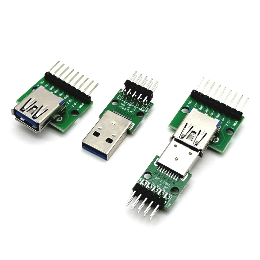 Data Charging Cable Jack Test Board with Pin Header 90 Degree Micro Mini USB Type C 9Pin 10Pin USB 3.0 Female Male connector