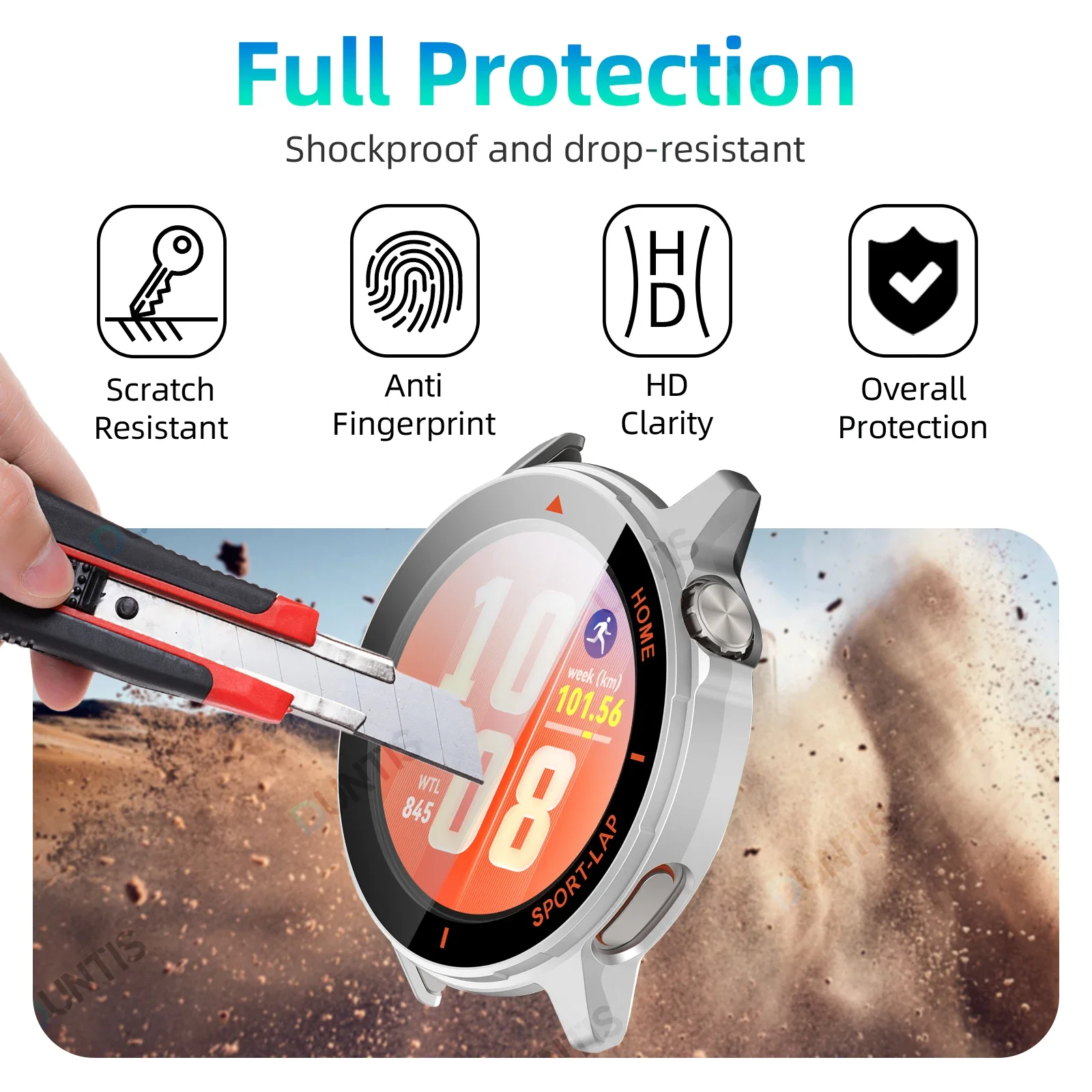 Shell-Membrane Integrated PC Case+HD Glass For Huawei Watch GT Runner 2 Anti-falling Protective Shell Huawei Watch GT Runner 2