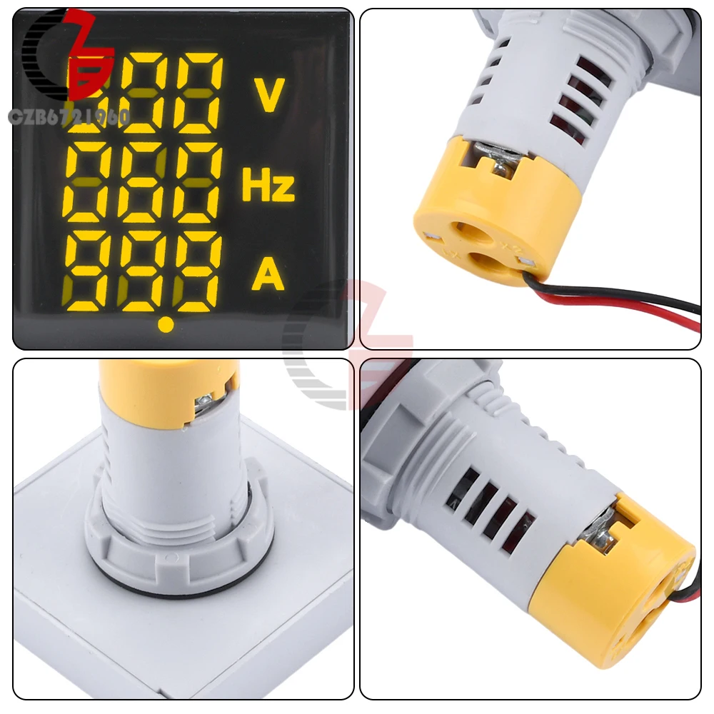 AC 60-500V 0-100A 20-75Hz Mini Voltmeter Ammeter LED Display Voltage Current Meter Tester Frequency Meter Signal Indicator Panel