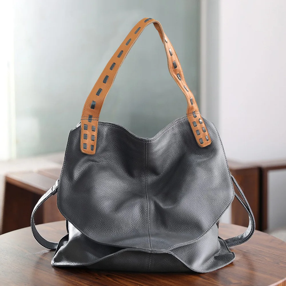 

First layer cowhide postman bag 2025 original design large capacity personal vintage shopping bag genuine leather shoulder bag