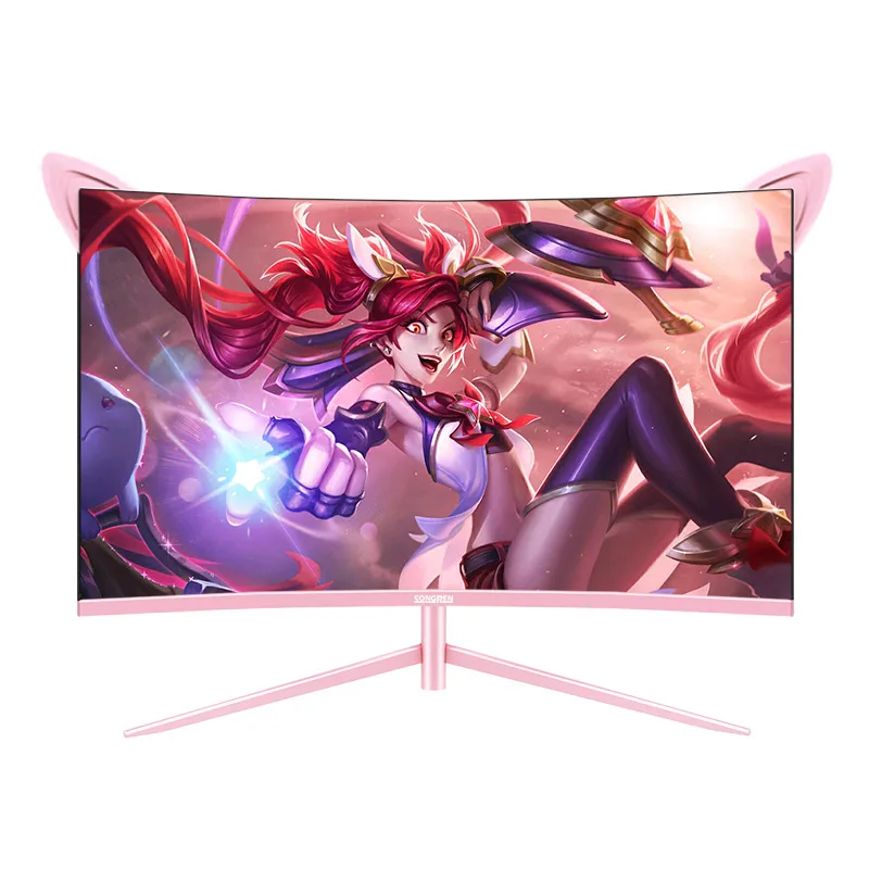 27Inch 1800R curved pink monitor Computer Screen 2K180HZ DISPLAY Gaming Monitor HDMI+DP+USB VA PANEL HDR