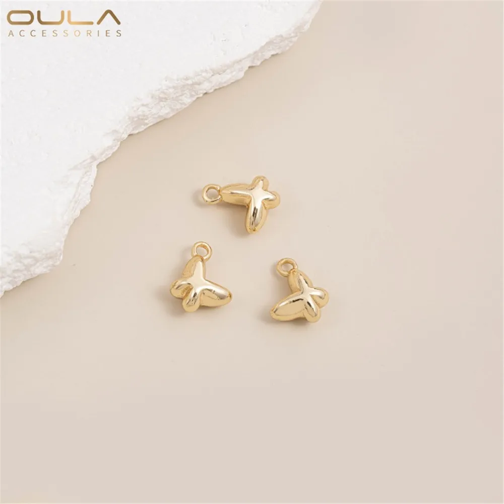 1pcs 14K Gold-Plated Star,ดวงจันทร์,ผีเสื้อ,ดอกไม้เล็กๆ,Pea,Candy จี้,สร้อยข้อมือ DIY,ขนาดเล็ก DROP SLIP จี้