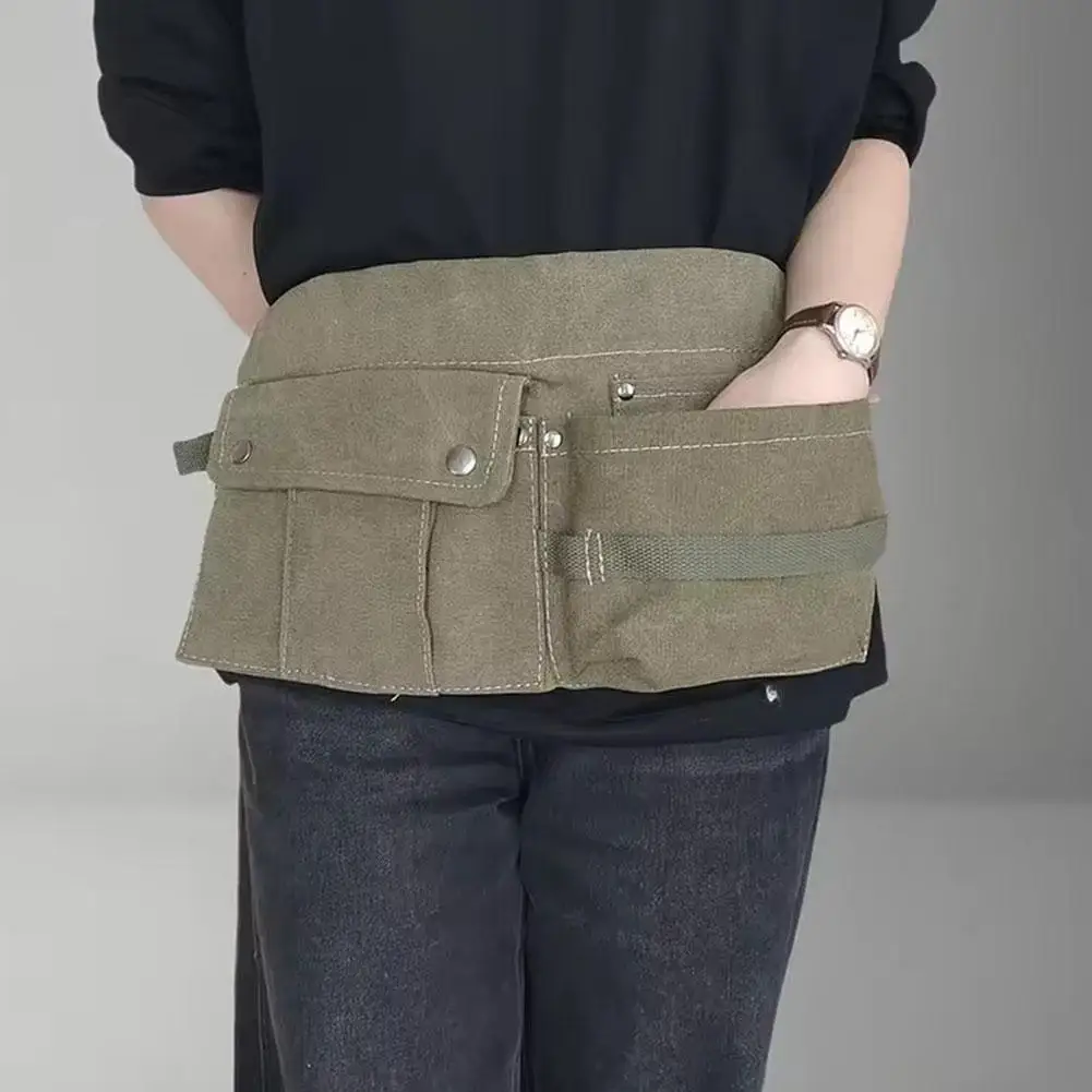 Portable Gardener Canvas Waist Pack Drawstring Backpack with Hardware for Hand Tools for Tool Pouches