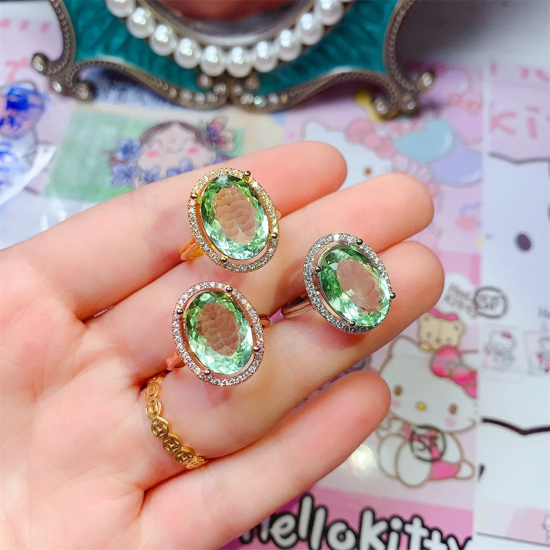 

Striking Large Green Crystal S925 Silver Ring Glamorous Women’s Fashion Jewelry Ideal Festival Gift
