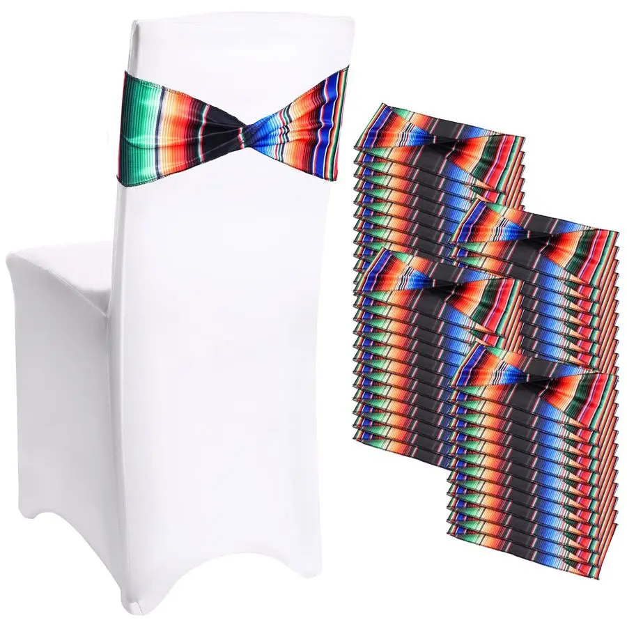 

100 шт. эластичные ленты для стульев без пряжки, мексиканские украшения, эластичные банты для складных стульев на свадьбу Cinco De M