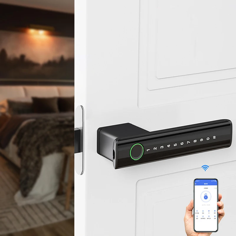 

Keyless Intelligent Keypad Room Passcode Electric for Gate Password Home Smart Set Fingerprint Handle Front Door Lock TTLock
