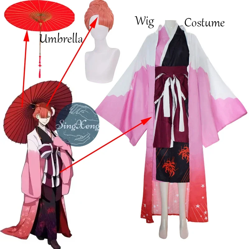 

Singxeng anime Ozaki Kouyou cosplay costume Koyo Japanese red printing kimono women suit customize Halloween suit