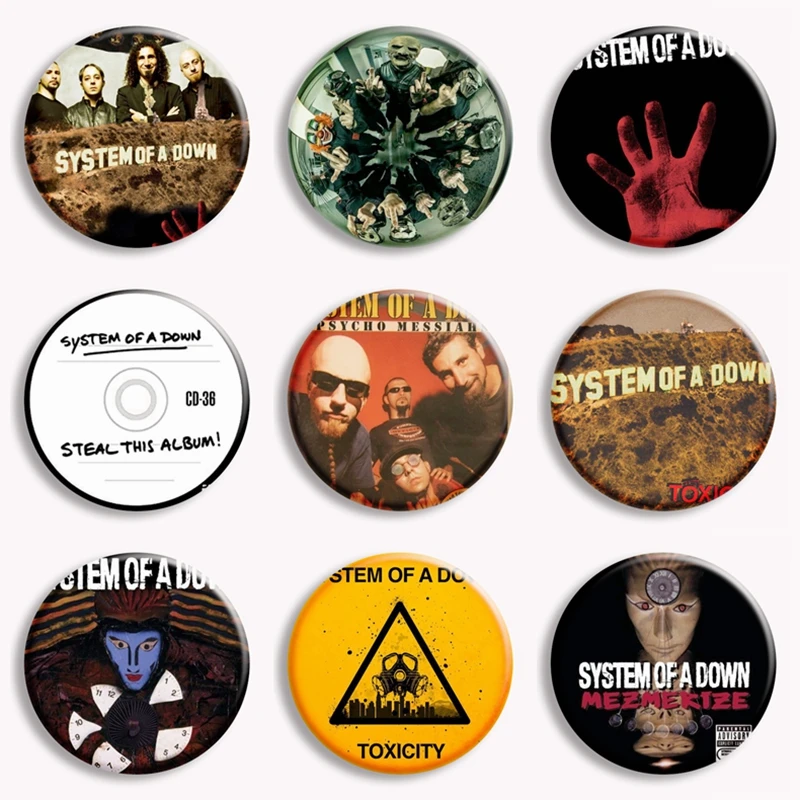 Retro Heavy Metal Band System of A Down Soft Button Pin Rock Band Album Cover Aesthetic Brooch Badge Bag Accessories Fans Gifts