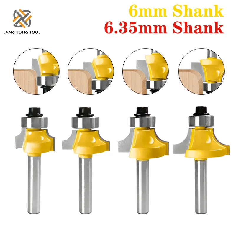 QQQ 4pcs 1/4mm gambo angolo arrotondato punta del Router con fresa per cuscinetti per legno legno carburo di tungsteno