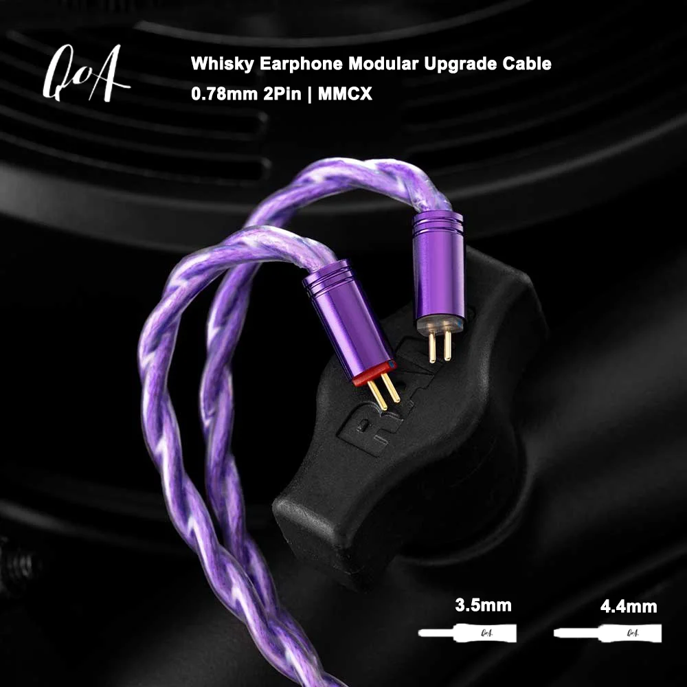 

QoA Whisky Earphone Modular Upgrade Cable Silver Plated 5N OCC Alloy Copper 0.78mm 2Pin Connector 3.5mm 4.4mm Plug For Headphone