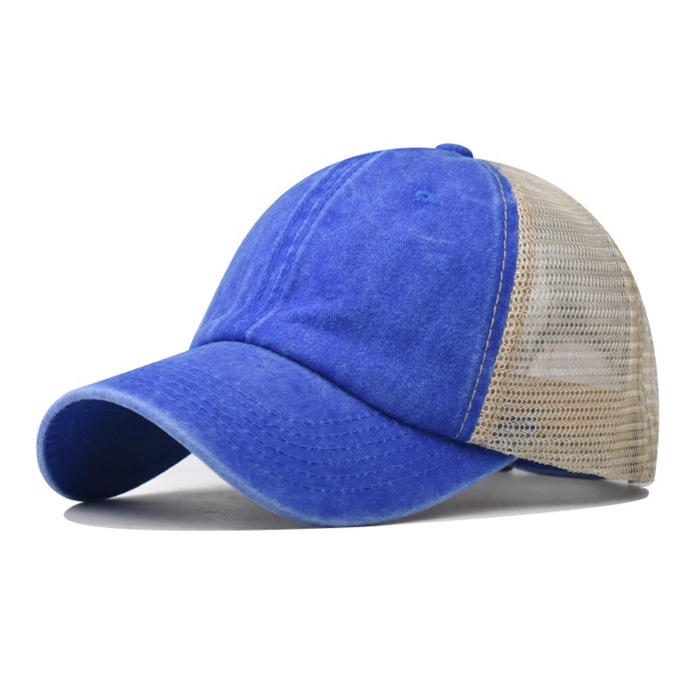 Breathable Mesh Back Baseball Cap with Washed Cotton Front Panel Adjustable Trucker Hat for Men for Casual Style