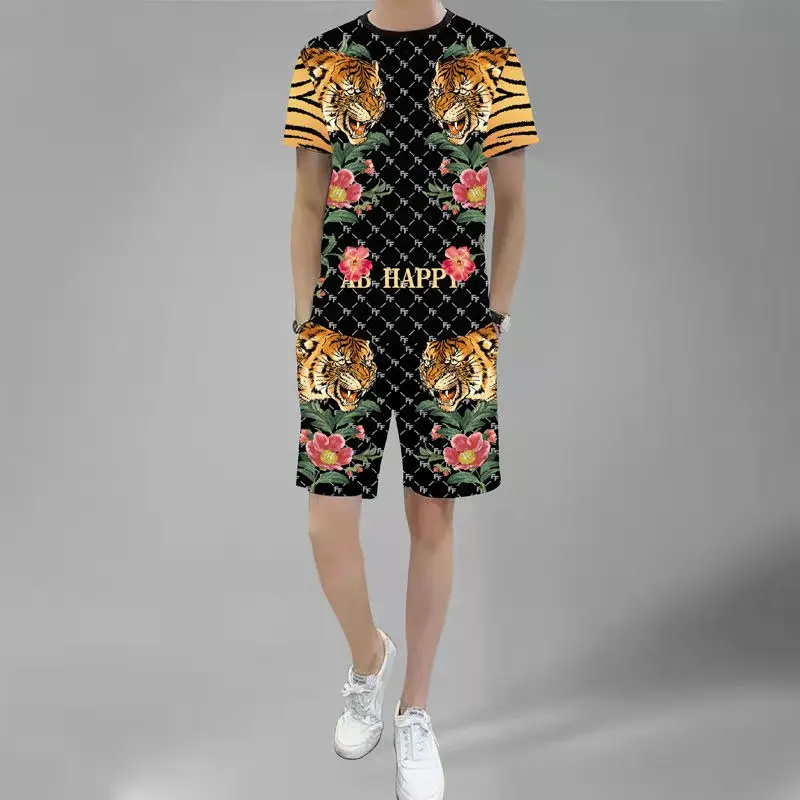 New 3D Print Dragon Summer tuta da uomo abbigliamento da uomo 2 pezzi Outfit of Sportswear manica corta Streetwear t-shirt Set tuta