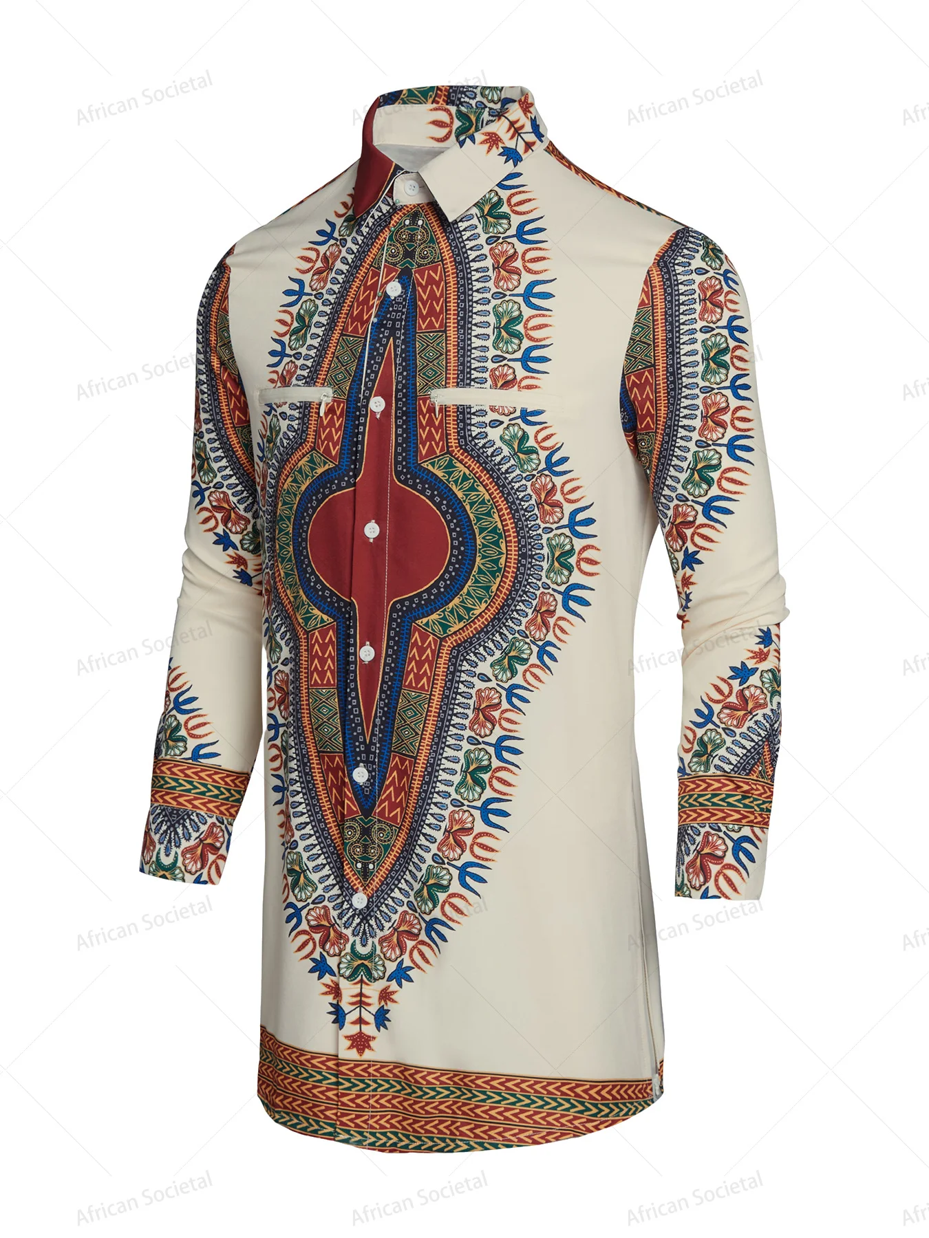 African Men Traditional Clothes Nigeria African Print Fabric Shirt Oversized Dashiki Long Sleeve Ethnic Cultural Shirt Clothing