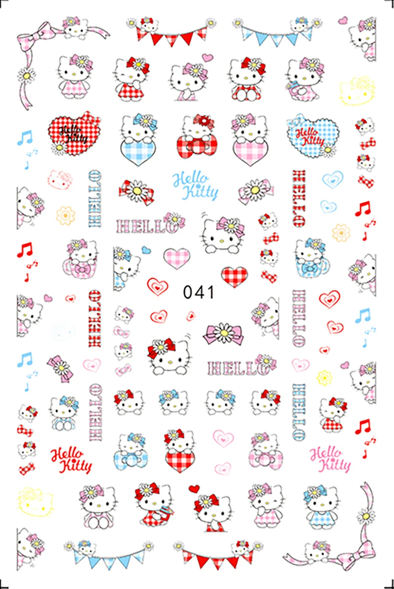 1PCS Sanrio Kurome Cartoon Nail Art Stickers Nail Slider Cute Hello Kitty Melody Cinnamoroll 3D Nail Stickers Nail Accessories