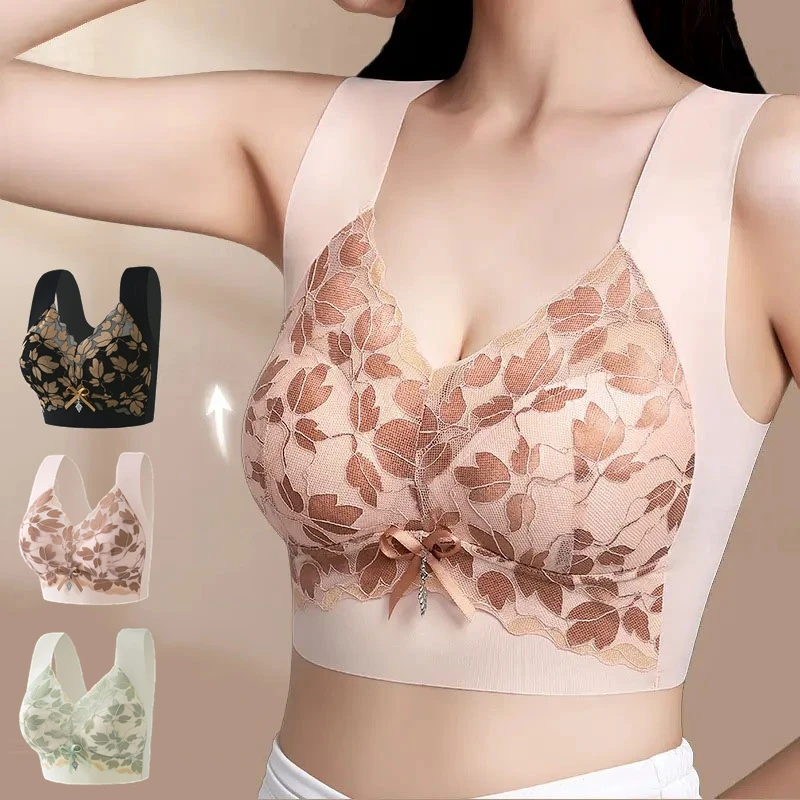 

Women's Lace Underwear Seamless Sports Vest Push Up Bra Large Size Comfortable Wireless Lingerie Thin Mold Cup Brassiere