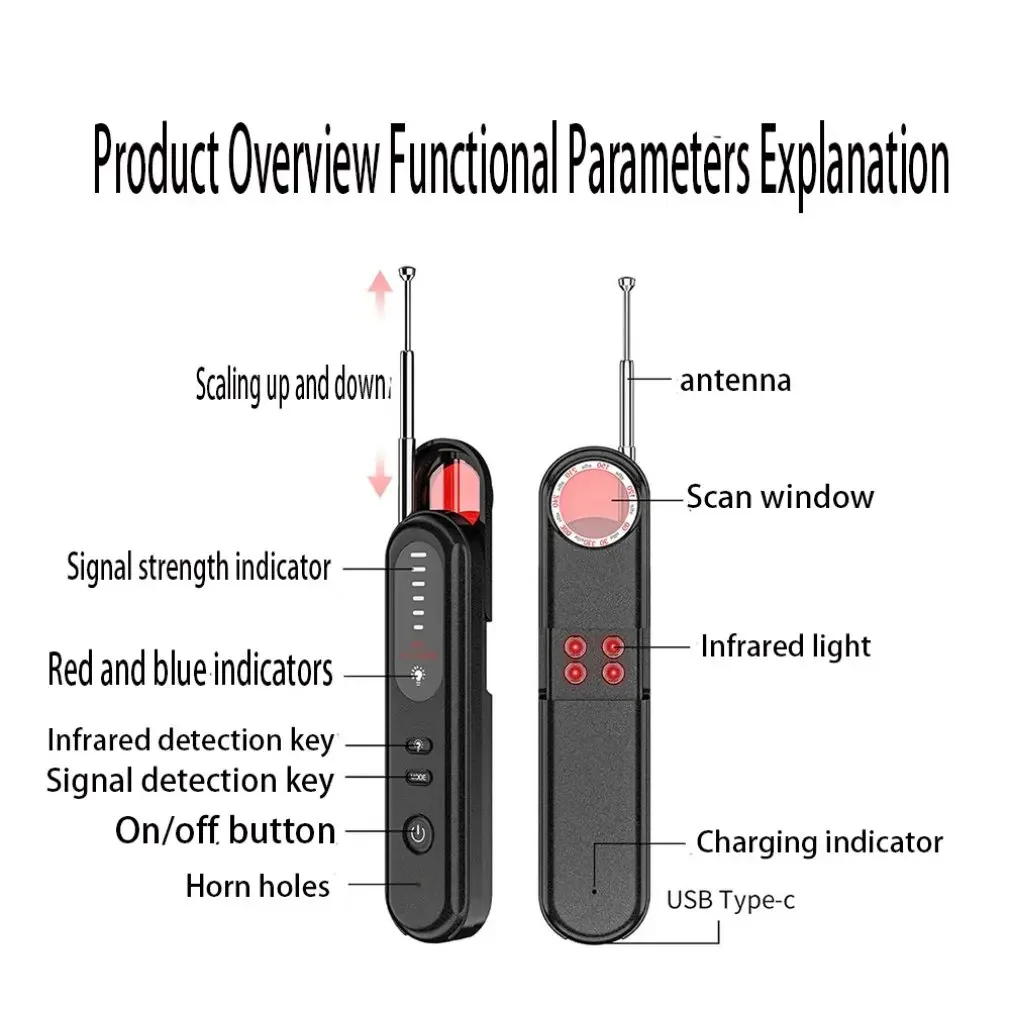 Detektor sinyal RF Anti mata-mata, perangkat gadget mata-mata, pencari Bug GSM Audio nirkabel, detektor sinyal GPS magnetik, Camara tersembunyi, Pinhole