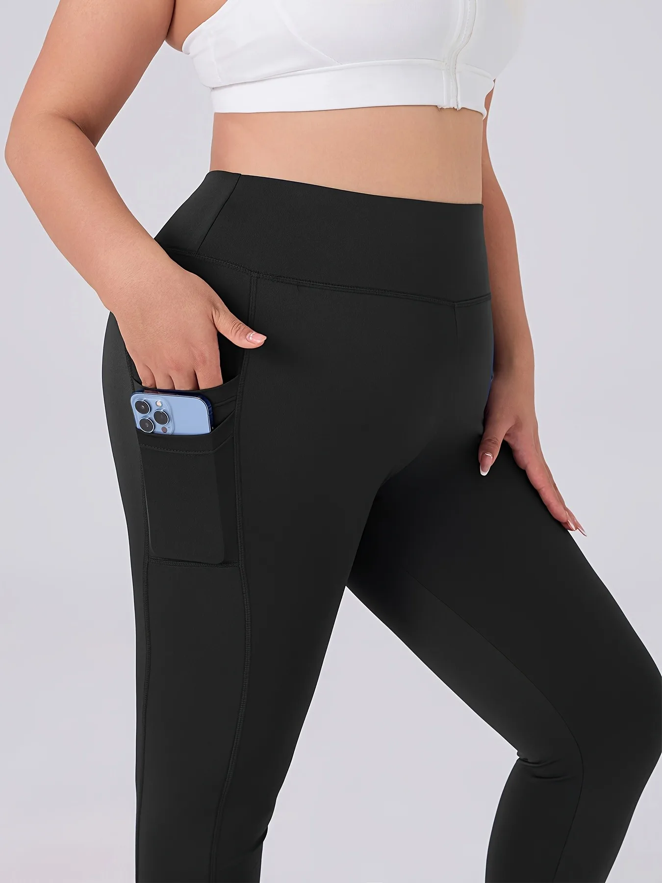 

1XL-5XL Autumn Pockets Gym Leggings Women Push Up High Waist Running Outdoors Sports Leggings