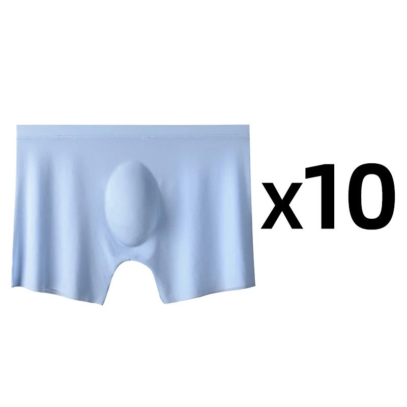 10 Teile/los Männer Sommer Eis Seide Boxer Briefs Nahtlose Unterwäsche Dessous Unterhose Shorts Ultra-dünne Atmungsaktive Sexy Höschen