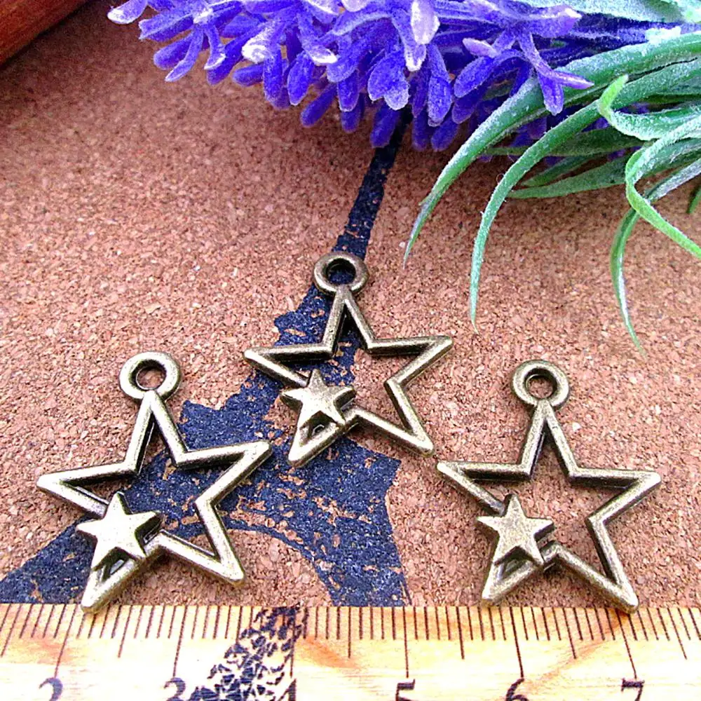 

60pcs 22*28MM Antique Bronze Star Charms For Jewelry Making DIY Findings Alloy Pendants