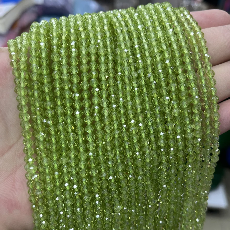 4mm Natural Olive Crystal Round Diopside Quartz Crystal Loose Beads For Jewelry Making DIY Bracelet Necklace Accessories 15''