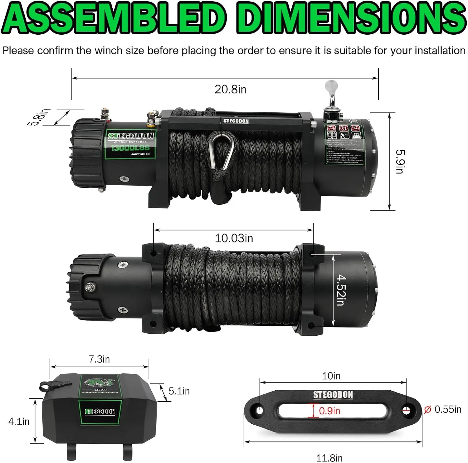 12V Waterproof Electric Winch Synthetic Rope Winch with Wireless Handheld Remote and Corded Control for Truck