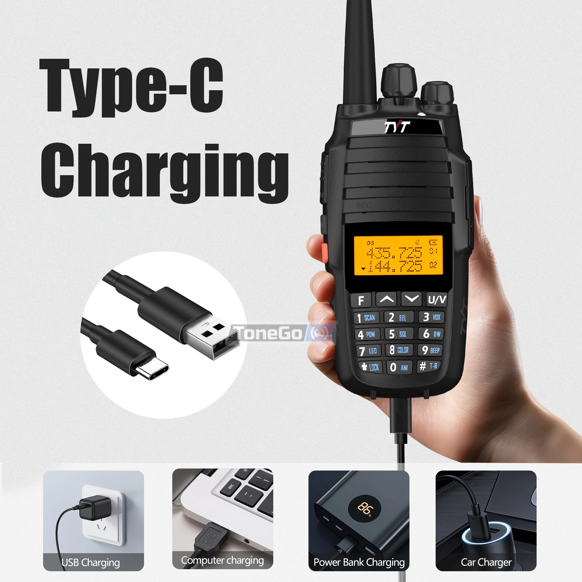 TYT TH-UV8000D Walkie Talkie Type-C Charger VHF UHF Dual Band FM TH UV8000D Cross Band Repeater Long Range Two Way Radio Upgrade