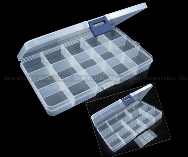 

15 Slots Cells Colorful Portable Jewelry Tool Container Ring Electronic Parts Screw Beads Organizer Plastic Case