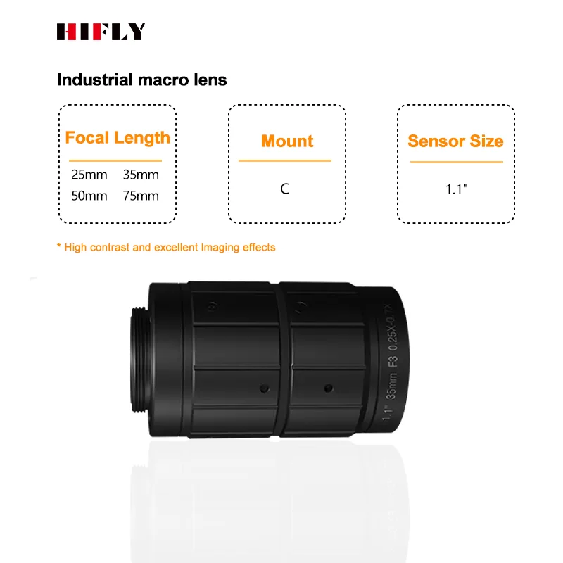 Objectif macro haute résolution 12MP 35mm 1.1" F3-16 C CS Mount pour caméras industrielles